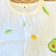 Pack of 3: Avocado Mulslin Jabla Button Baby Tshirt