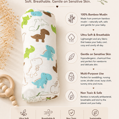 🌿 8 in 1 Ultra Soft Bamboo Muslin Swaddle Combo – Pack of 3