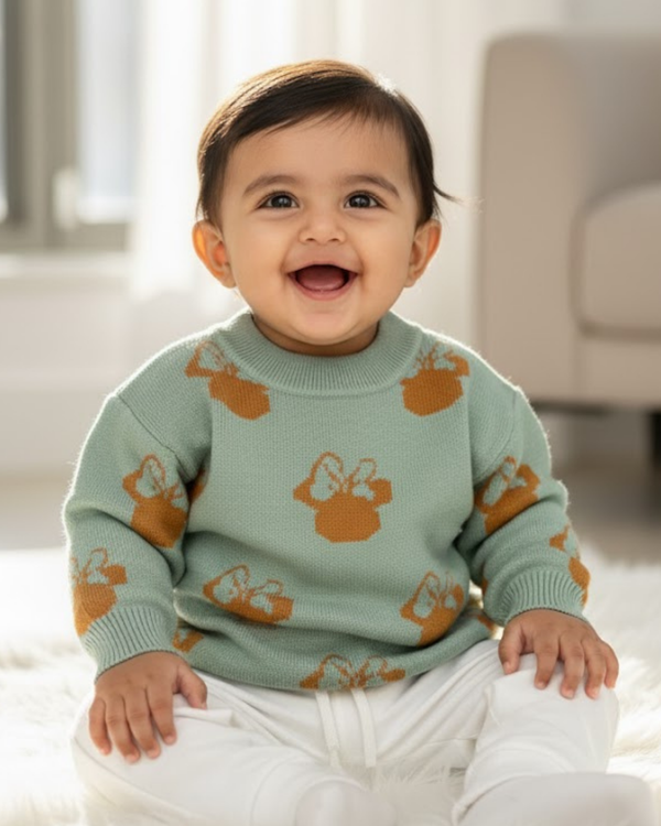 Mint Teddy Knit Baby Sweater : Soft, Stylish & Made for Cozy Days