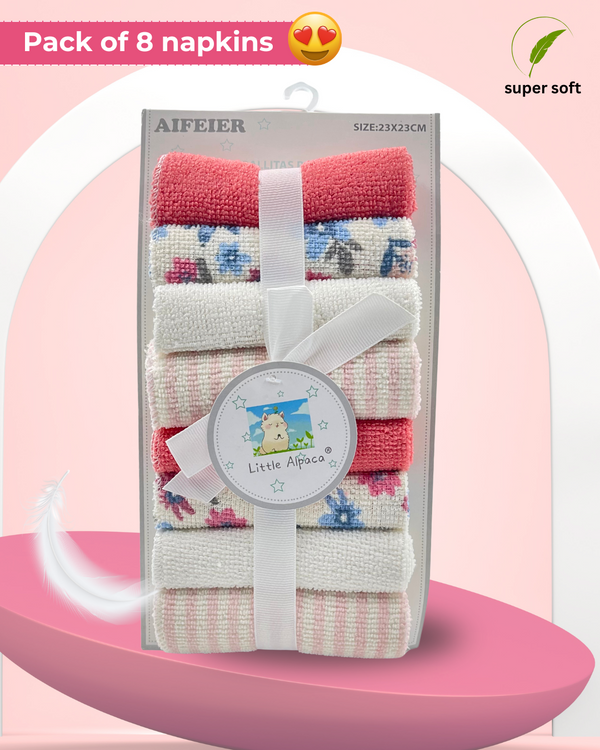 Premium Rose Garden Soft Baby Napkins - Pack of 8