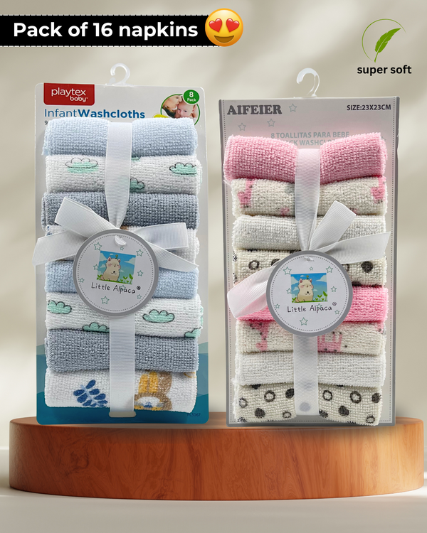 Premium Mega Comfort Blue X Pink Baby Soft Napkin- Pack of 16