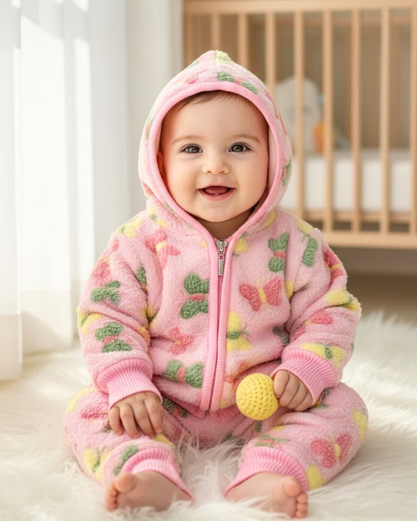 Pink Butterfly Zip Hood Outfit ( Hood + Trouser) Full Set