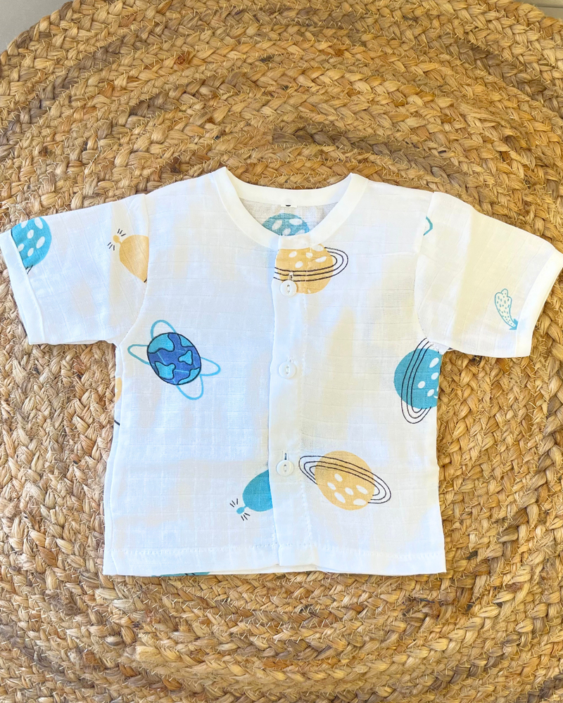 Pack of 3: Dino Mulslin Jabla Button Baby Tshirt