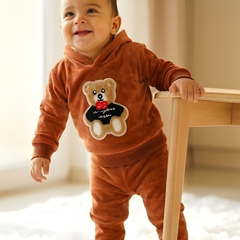 Brown Fleece Teddy Full Hood Set (Hood + Touser)