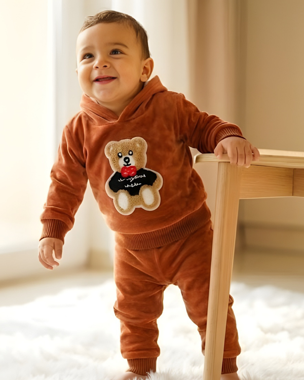 Brown Fleece Teddy Full Hood Set (Hood + Touser)