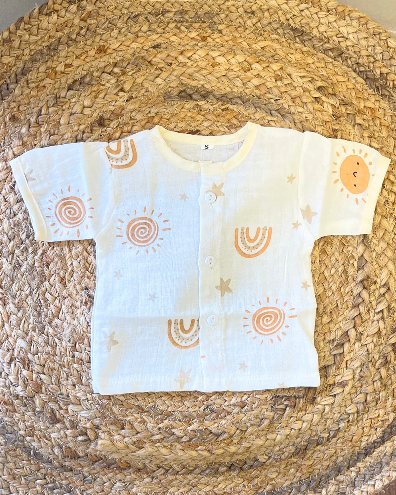 Pack of 3: Avocado Mulslin Jabla Button Baby Tshirt