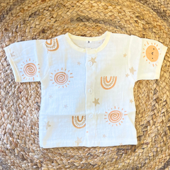 Pack of 3: Avocado Mulslin Jabla Button Baby Tshirt