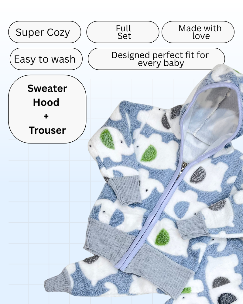 Blueish Adventure Zip Hood Outfit ( Hood + Trouser) Full Set