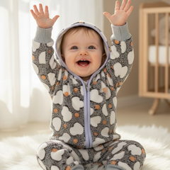 Brown White Heart Zip Hood Outfit ( Hood + Trouser) Full Set