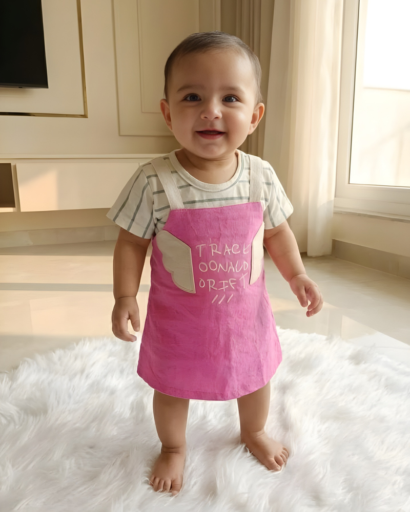 Deep Pink Wings Baby Frock