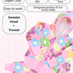 Multi Color Flower Zip Hood Outfit ( Hood + Trouser) Full Set