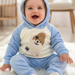 CozyBear Sky Fleece Hood Set premium Hood full Outfit ( Hood + Trouser) Full Set