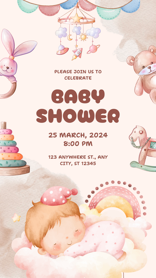 Happy Pastel Custom Baby Shower Invitations