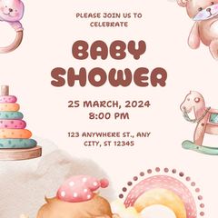 Happy Pastel Custom Baby Shower Invitations