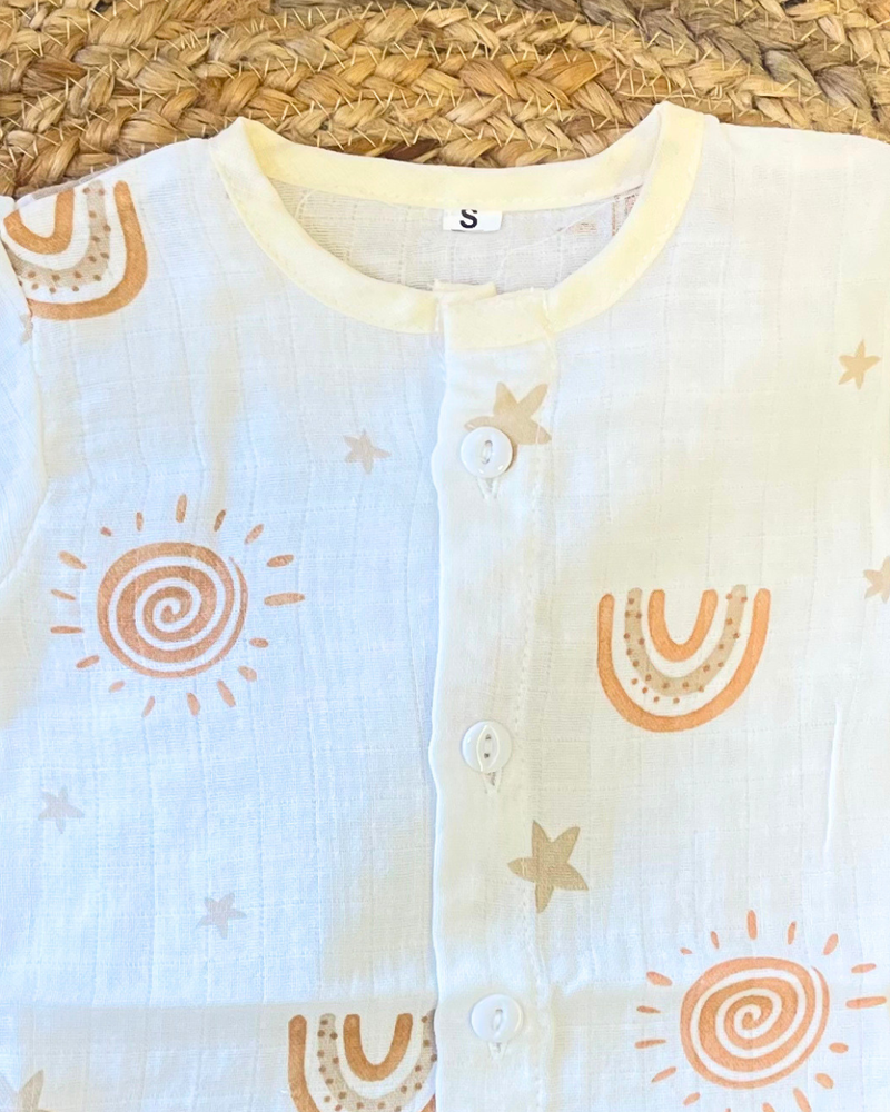 Pack of 3: Avocado Mulslin Jabla Button Baby Tshirt