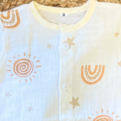 Pack of 3: Avocado Mulslin Jabla Button Baby Tshirt