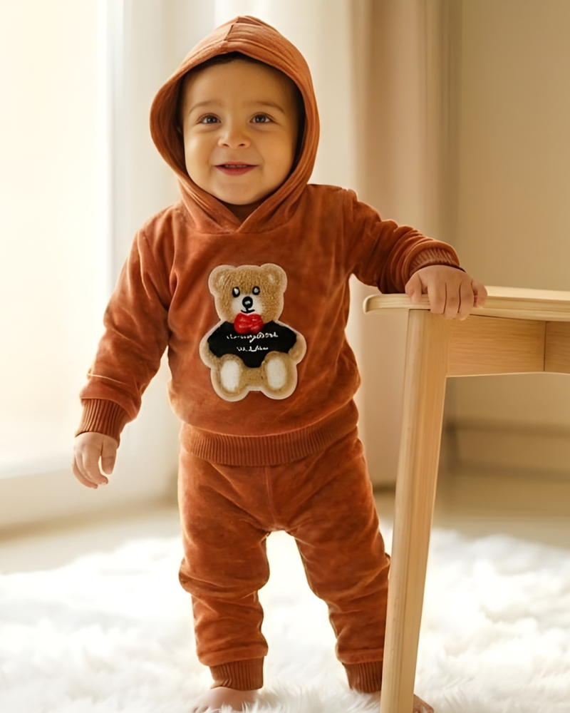 Brown Fleece Teddy Full Hood Set (Hood + Touser)