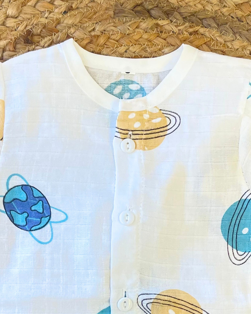 Pack of 3: Dino Mulslin Jabla Button Baby Tshirt