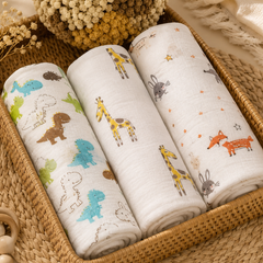 🌿 8 in 1 Ultra Soft Bamboo Muslin Swaddle Combo – Pack of 3