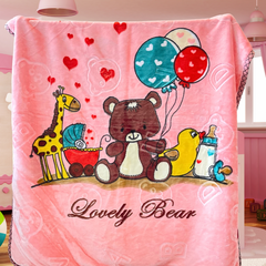 Premium Pink Teddy Ballon Double Cozy & Soft Baby (With Bag)