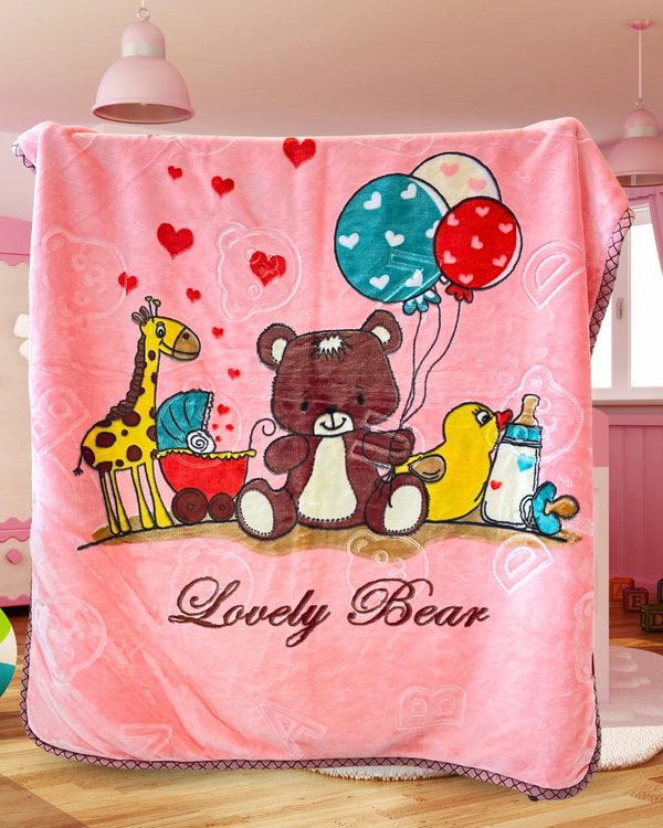 Premium Pink Teddy Ballon Double Cozy & Soft Baby (With Bag)