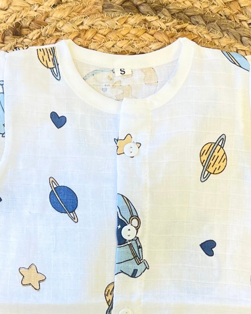 Pack of 3: Mulslin Jabla Button Baby Tshirt