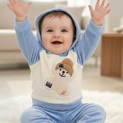 CozyBear Sky Fleece Hood Set premium Hood full Outfit ( Hood + Trouser) Full Set