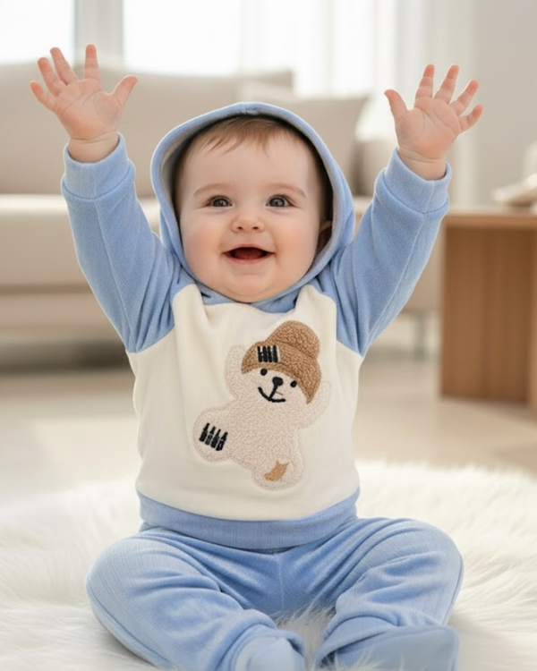 CozyBear Sky Fleece Hood Set premium Hood full Outfit ( Hood + Trouser) Full Set