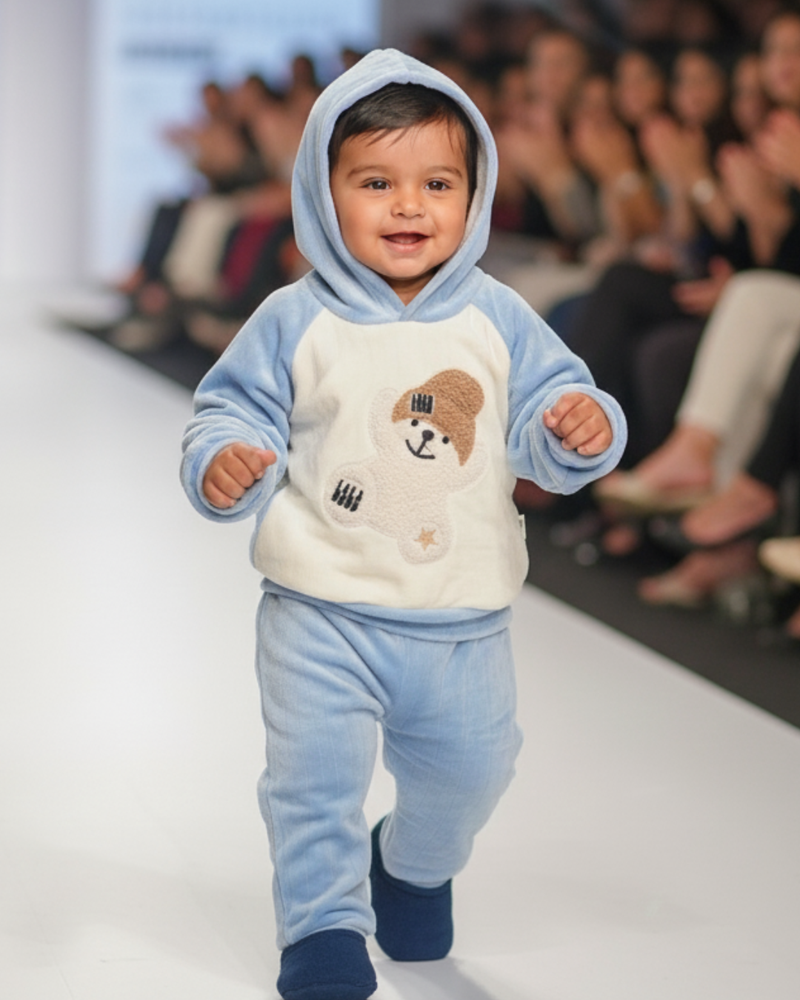 CozyBear Sky Fleece Hood Set premium Hood full Outfit ( Hood + Trouser) Full Set