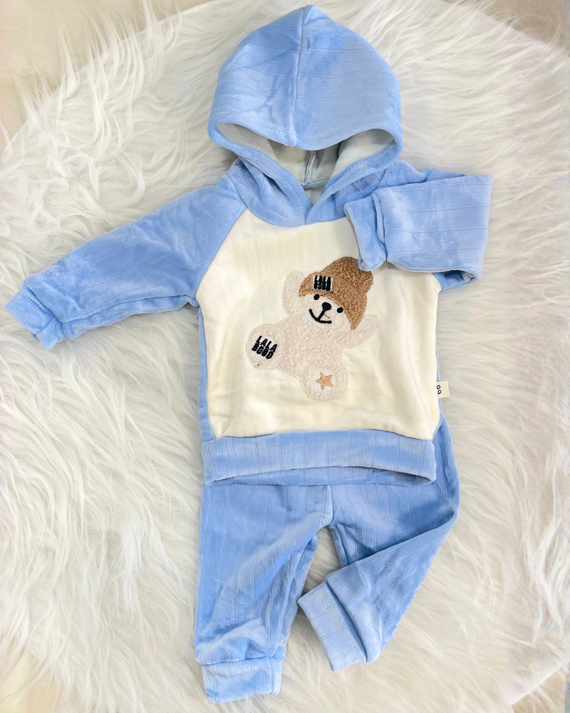 CozyBear Sky Fleece Hood Set premium Hood full Outfit ( Hood + Trouser) Full Set