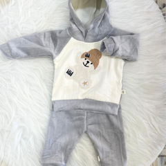 Grey Cloud Fleece Hood Set premium Full Outfit ( Hood + Trouser)