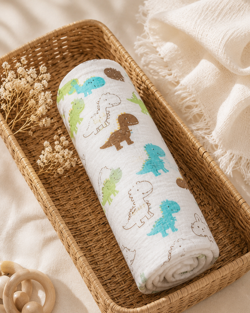 🌿 8 in 1 Ultra Soft Bamboo Muslin Swaddle Combo – Pack of 3