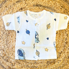 Pack of 3: Dino Mulslin Jabla Button Baby Tshirt