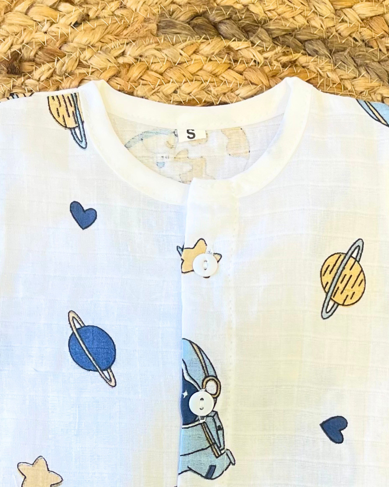 Pack of 3: Dino Mulslin Jabla Button Baby Tshirt
