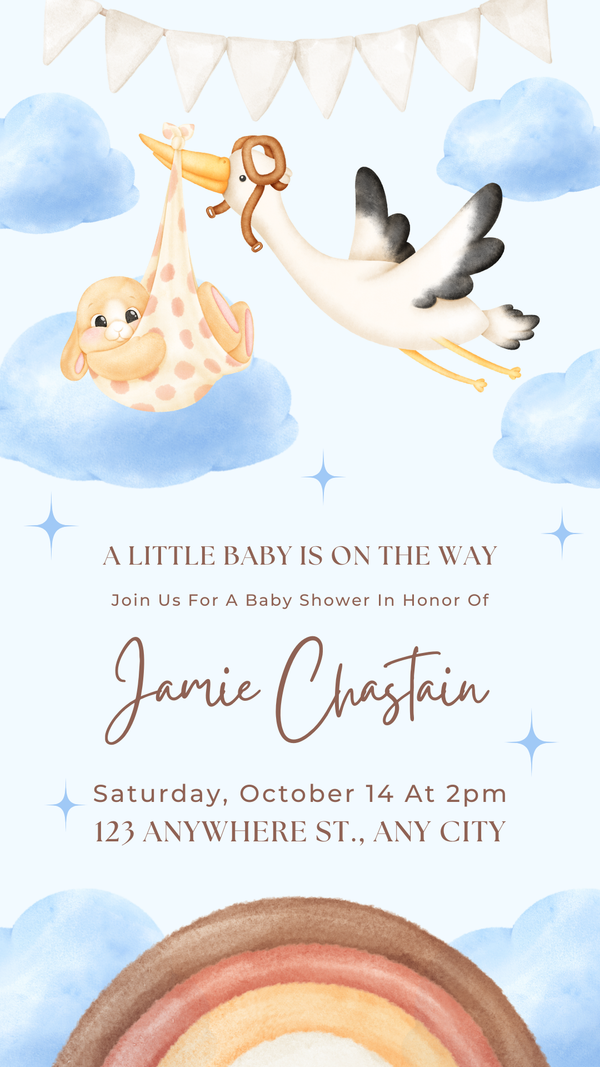 Blue Blossom Custom Baby Shower Invitations