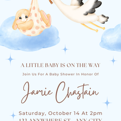 Blue Blossom Custom Baby Shower Invitations