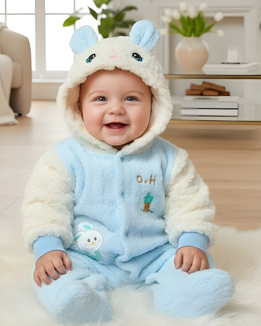 Blue Bunny Bloom Summer Baby Romper 🌼