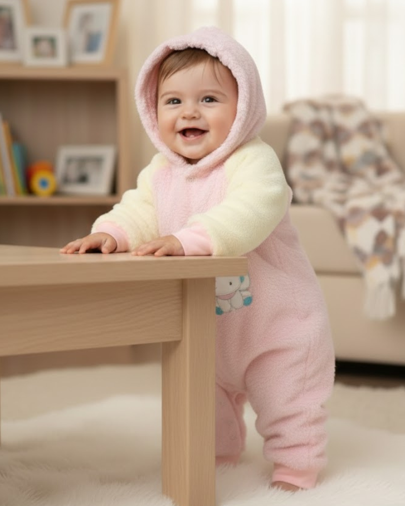 Pink Snuggle Elephant Fur Romper/ Oneness for Baby & Toddler