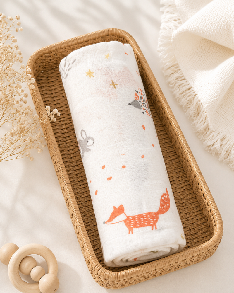 🌿 8 in 1 Ultra Soft Bamboo Muslin Swaddle Combo – Pack of 3
