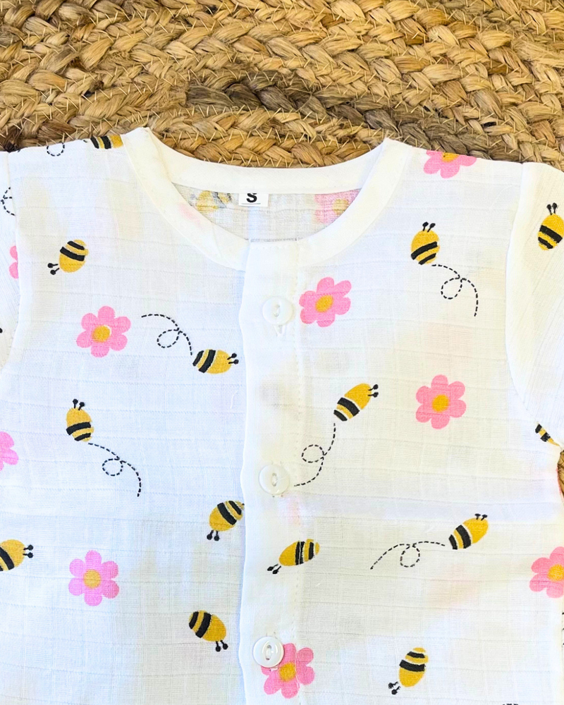 Pack of 3: Mulslin Jabla Button Baby Tshirt