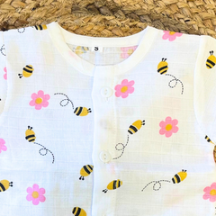 Pack of 3: Mulslin Jabla Button Baby Tshirt