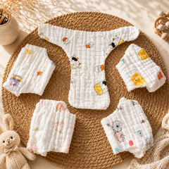 Ultra Soft Muslin Baby Langot | Rash-Free & Breathable Cloth Nappy | Reusable & Washable (Pack of 5)