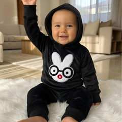 Black Fleece Bunny outfit set  (Hood + Touser) : For All Seasons
