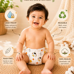 Ultra Soft Muslin Baby Langot | Rash-Free & Breathable Cloth Nappy | Reusable & Washable (Pack of 5)