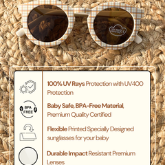 Mini Avenger Cream Baby Cap + Fannel Beige Sunglasses Combo 🧢 🕶️