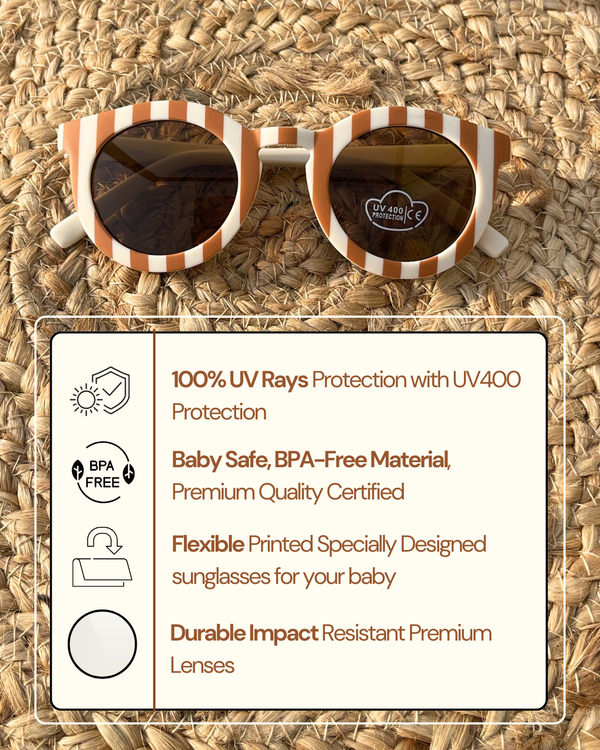 Galaxy Buddy Baby Cap + Coffee Stripes Baby Sunglasses Combo 🧢 🕶️