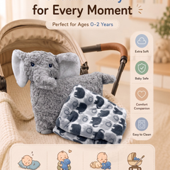 3 in 1 Pillow Artic Misty Elephant With Blanket ☁️🤍