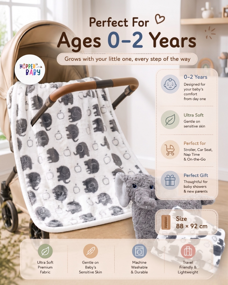 3 in 1 Pillow Artic Misty Elephant With Blanket ☁️🤍
