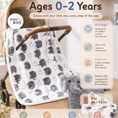 3 in 1 Pillow Artic Misty Elephant With Blanket ☁️🤍