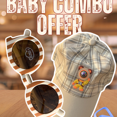 Galaxy Buddy Baby Cap + Coffee Stripes Baby Sunglasses Combo 🧢 🕶️